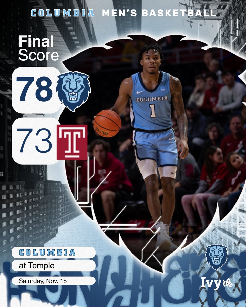 LIONS WIN!!!! Columbia holds on and takes down Temple in Philly 🔥🔥🔥 #RoarLionRoar🦁 #OnlyHere🗽