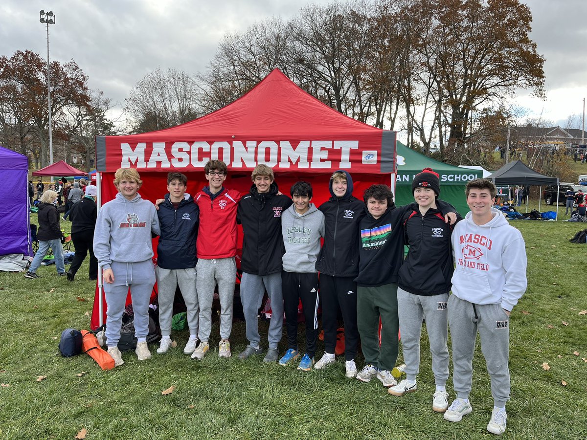 Thank you alumni Drew, Ronan, Jacob, Dawson, Michael - seniors Noah, Ryan, Miles -Captain-Elect Tyler for driving out to Devens to cheer on the team. Just one of many reasons why Masco was humbly voted 2023 Sportsmanship Award winners by the coaches of the NEC. #mascoxcfamily