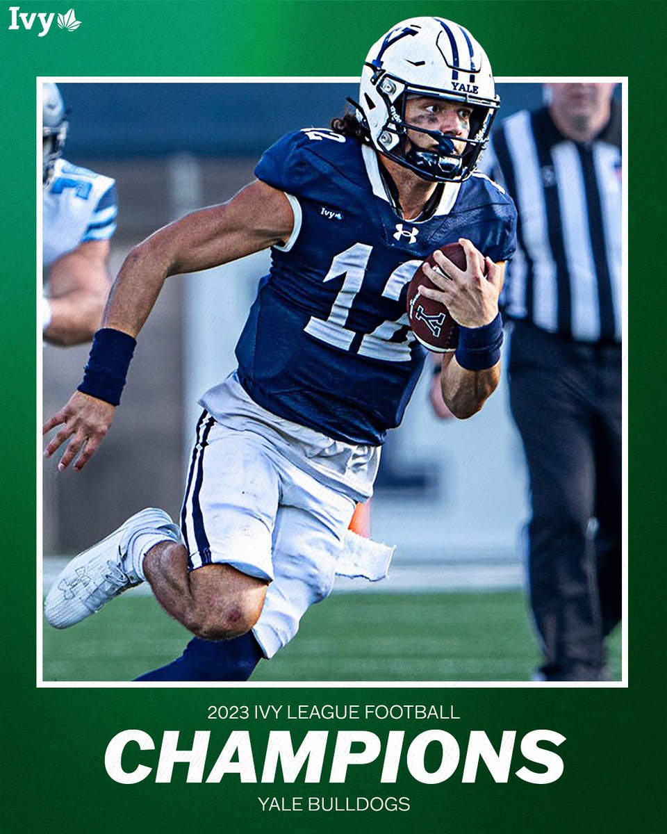Ivy League (@ivyleague) on Twitter photo BULLDOGS GO BACK-TO-BACK.
<a href="/yalefootball/">Yale Football</a> won the Ivy 🏆 for the second consecutive year with its 23-18 win over Harvard. This marks the fourth title in the last six seasons for the Bulldogs.🌿🏈 BULLDOGS GO BACK-TO-BACK.
<a href="/yalefootball/">Yale Football</a> won the Ivy 🏆 for the second consecutive year with its 23-18 win over Harvard. This marks the fourth title in the last six seasons for the Bulldogs.🌿🏈