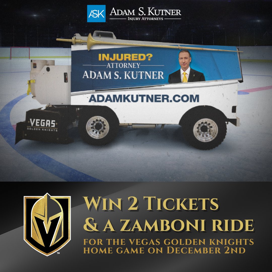 AdamSKutner's tweet photo. If you're a Southern Nevada Resident, here's your chance to score 2 tickets &amp; a ride on the Zamboni for the @GoldenKnights home game on 12/2! 

Here's how to enter:

1. Follow @adamskutner
2. Tag a friend you would take &amp; repost this post
3. Enter here: https://t.co/5Tq8v9CWh5 https://t.co/4aO8tCAd2U