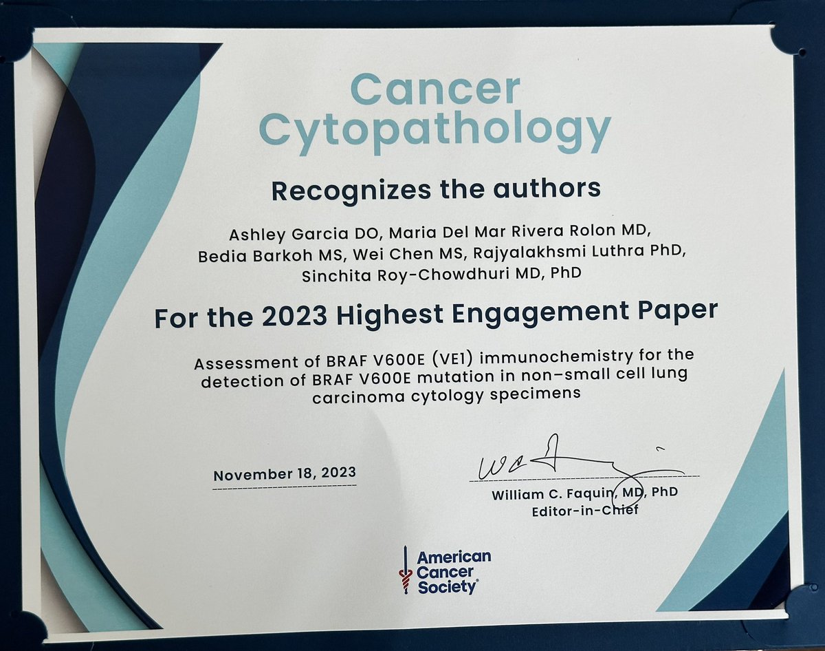 Sinchita Roy MD PhD (@sinchita_roy) on Twitter photo Thank you <a href="/CancerCytopath/">Cancer Cytopathology</a> Congratulations Ashley Garcia and <a href="/RiveraRolonMD/">María del Mar Rivera Rolón, MD, FCAP</a> for the excellent work #lungcancer acsjournals.onlinelibrary.wiley.com/doi/10.1002/cn… Thank you <a href="/CancerCytopath/">Cancer Cytopathology</a> Congratulations Ashley Garcia and <a href="/RiveraRolonMD/">María del Mar Rivera Rolón, MD, FCAP</a> for the excellent work #lungcancer acsjournals.onlinelibrary.wiley.com/doi/10.1002/cn…