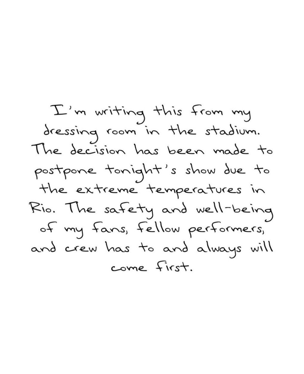 PopBase's tweet photo. Taylor Swift has postponed her show in Brazil tonight due to extreme temperatures. https://t.co/L0SRggRNIV