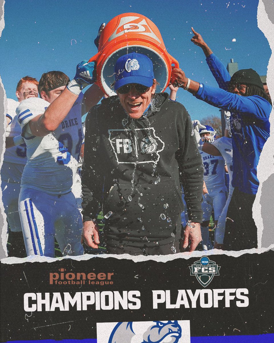 𝗪𝗘 𝗥𝗔𝗡 𝗧𝗛𝗘 𝗧𝗔𝗕𝗟𝗘

Your Drake Bulldogs have won the 2023 PFL title outright and are heading to the FCS playoffs for the first time in program history after a 13-9 win at Butler!

#BeTheChange
#DSMHometownTeam