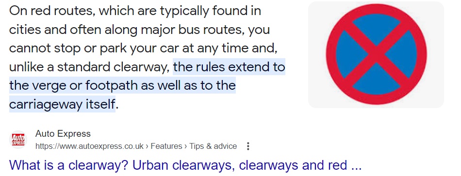 Cyclinstructor's tweet photo. @OreganoUK @UrmstonDeb @AmazonUK I presume a 'red route' and a 'red route route clearway' are the same ( the entire width of the highway including footway and cycleway ). https://t.co/TpGAjm2fgF