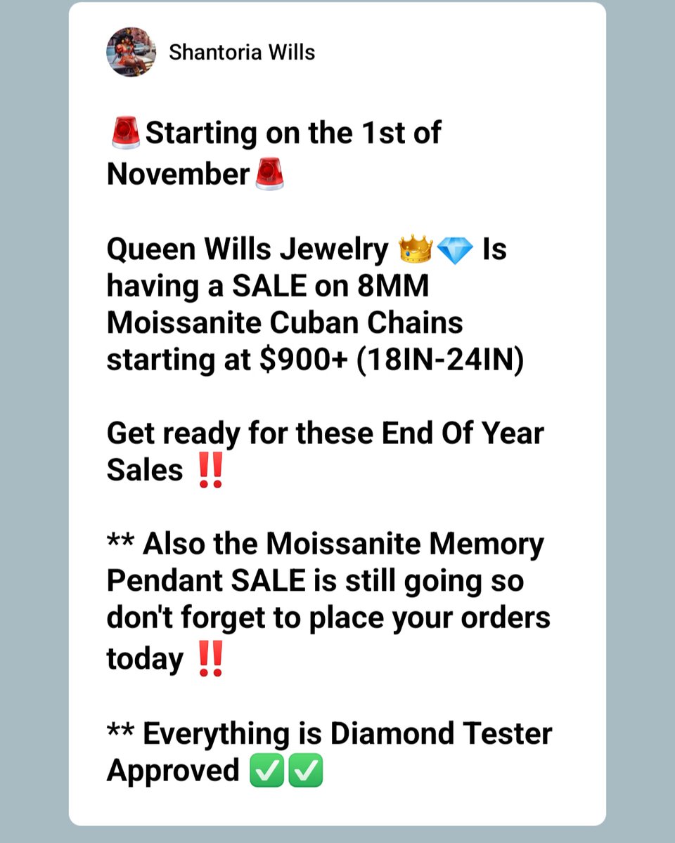 Shawty_Lo_23's tweet photo. Sale has started lock 🔐 in these great prices today!! Queen Wills Jewelry 💎 https://t.co/XN6eivmBRC