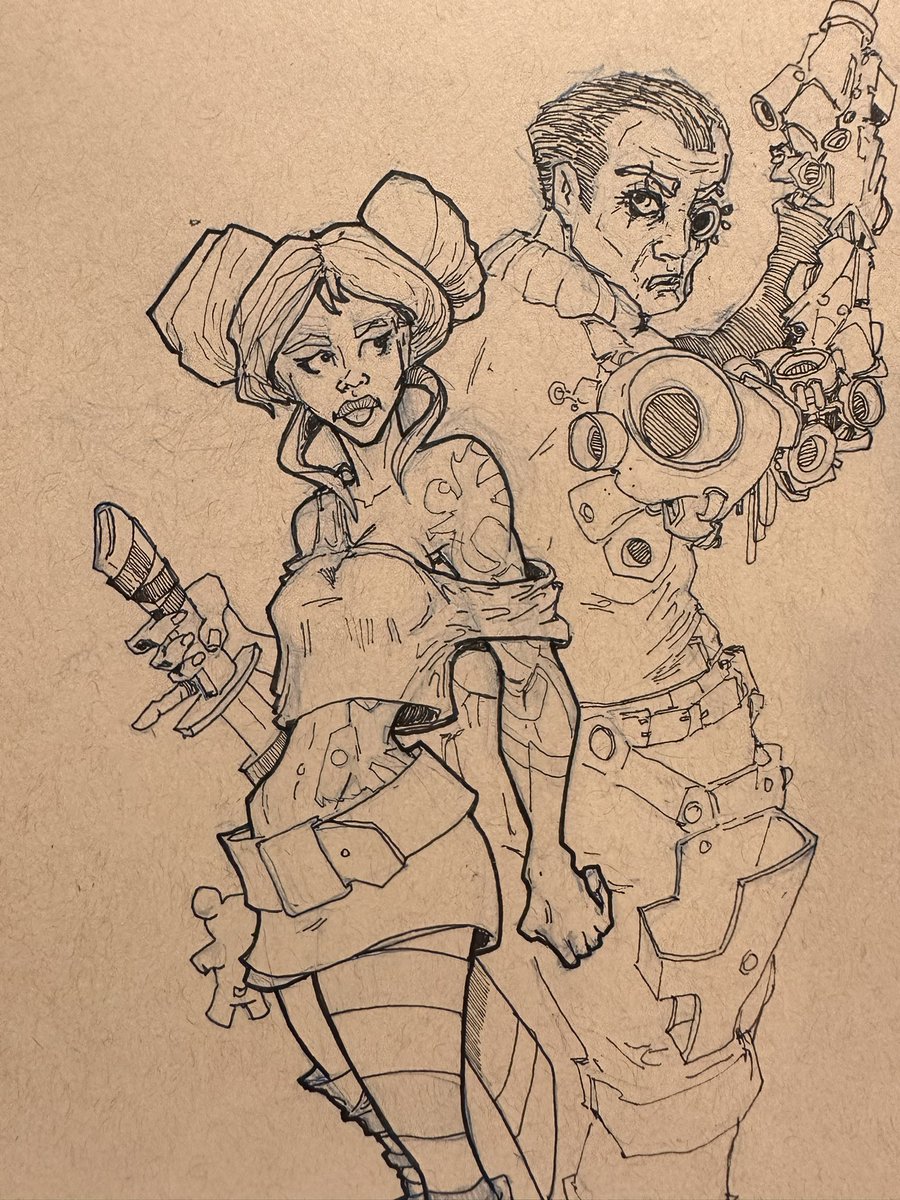 Doodlebags's tweet photo. A #ink development #sketch #cyberpunk #razorgirl working in the #sprawl with her #cyborg partner
.
.
.
.
.
#sketchtime #neuromancer #countzero #ninja #cyberpunkgirl #cyber #consolecowgirl #cybergirl #matrix https://t.co/IYQUcBzLQE