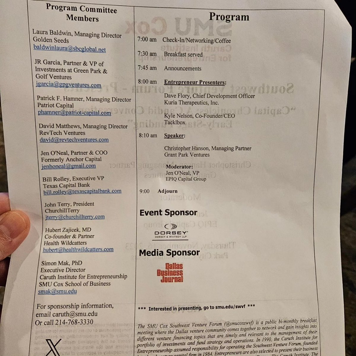 ProfSmak's tweet image. Gr8 program to end our 2023 @smucox southwest venture forum the fireside chat with entrepreneur and venture investor Chris Hanson from Grant Park Ventures Austin really kept the audience engaged.

Thx jen oneal for moderating.

#smucoxswvf
