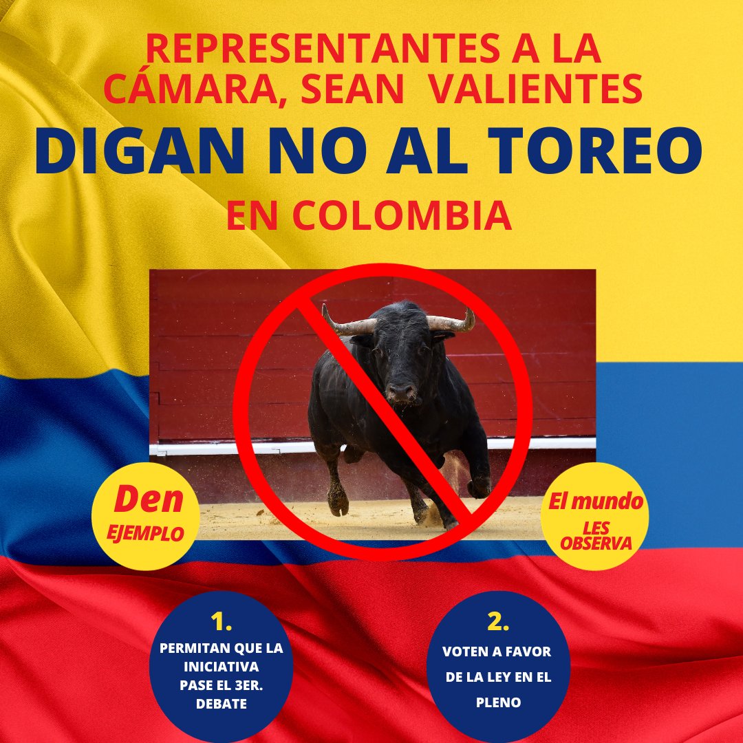 Red AntiTauromaquia (@redintantit) on Twitter photo ☀️ Es el momento de que pasen a la historia. Por una #ColombiaSinToreo, voten a favor del proyecto de ley.
<a href="/dolceytorresr/">Dolcey Torres</a>
<a href="/CRISTOBALCAIC10/">Cristóbal Caicedo Representante</a>
<a href="/chadorinah/">Cha Dorina</a>
<a href="/SusanaBoreal/">Susana Boreal</a>
<a href="/ingridsogamoso/">Ingrid Sogamoso</a>
La Red Internacional Antitauromaquia les apoya. ☀️ Es el momento de que pasen a la historia. Por una #ColombiaSinToreo, voten a favor del proyecto de ley.
<a href="/dolceytorresr/">Dolcey Torres</a>
<a href="/CRISTOBALCAIC10/">Cristóbal Caicedo Representante</a>
<a href="/chadorinah/">Cha Dorina</a>
<a href="/SusanaBoreal/">Susana Boreal</a>
<a href="/ingridsogamoso/">Ingrid Sogamoso</a>
La Red Internacional Antitauromaquia les apoya.