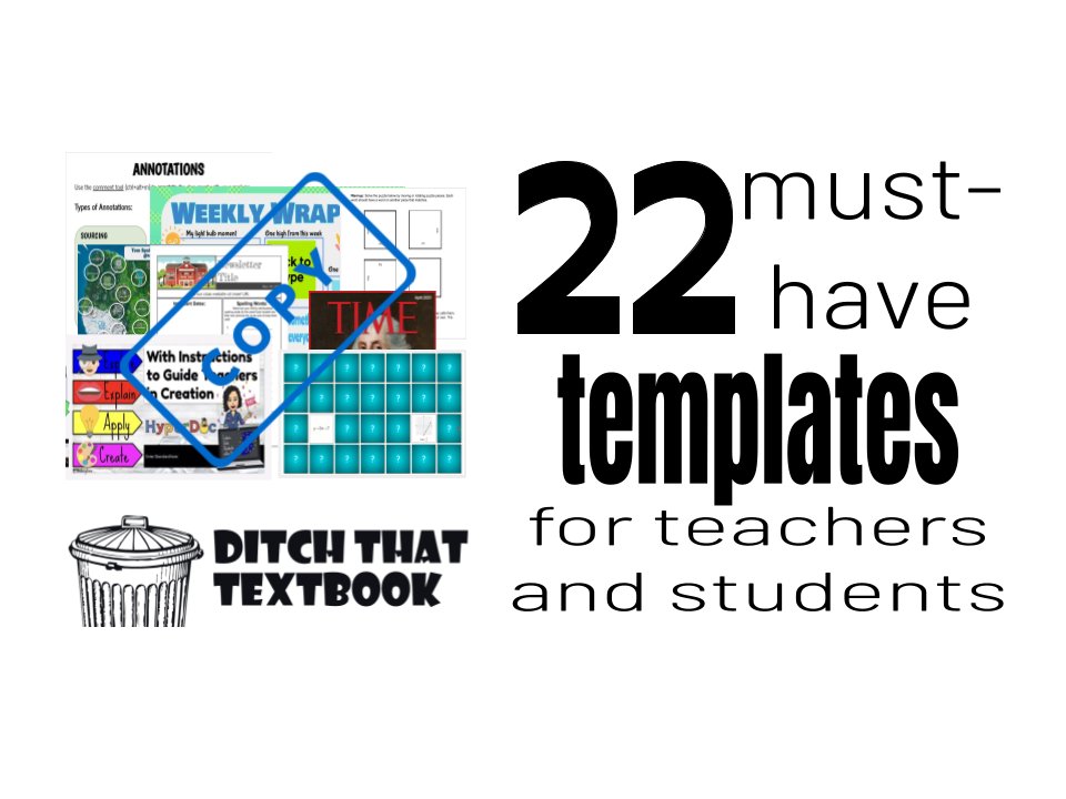 22 must-have templates for teachers and students 👍

💡 HyperDocs 
📰 Newsletters
✅ Daily check-in
🎮 Gamification
👍 EduProtocols
💬 Fake social media posts
➕ MORE templates you can use tomorrow!

ditchthattextbook.com/12-must-have-t… #Ditchbook
