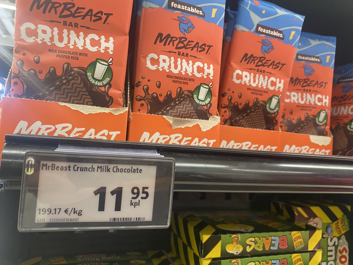 MrBeastin suklaata. 

Melko hapokas kilohinta - 200€/kg! 

Jäi hyllyyn 😃