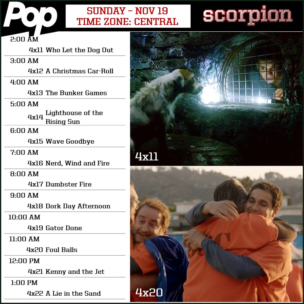 Scorpionfanint1's tweet image. Dear American fans, tomorrow you can watch the repetition of 12 episodes from Season 4 on @poptv.  (FYI: A newer repetition of the entire series will start next weekend.)
Have fun with Scorpion!
#scorpioncbs #POPtv @ScorpionCBS
