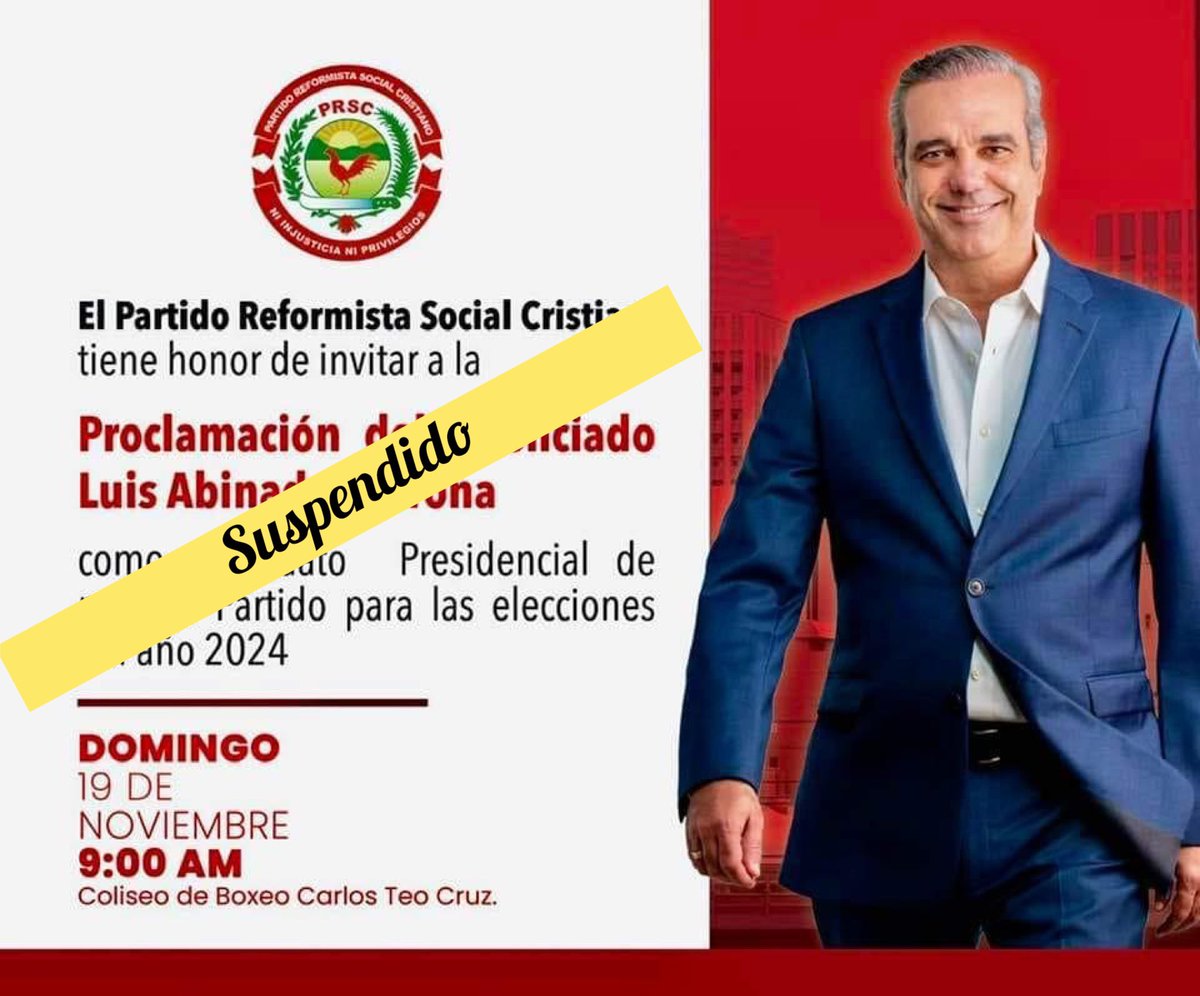 Por este medio les informamos a todos compatriotas que dicha proclamación queda suspendida debido al tiempo climático que vivimos en nuestro país,se les estará informando nueva fecha .