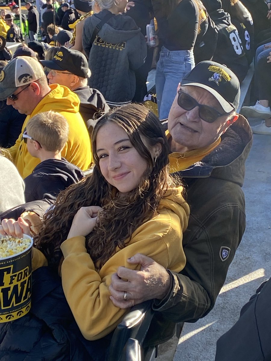 Clara and her Grandpa cheering for the Hawks!! #fightforiowa