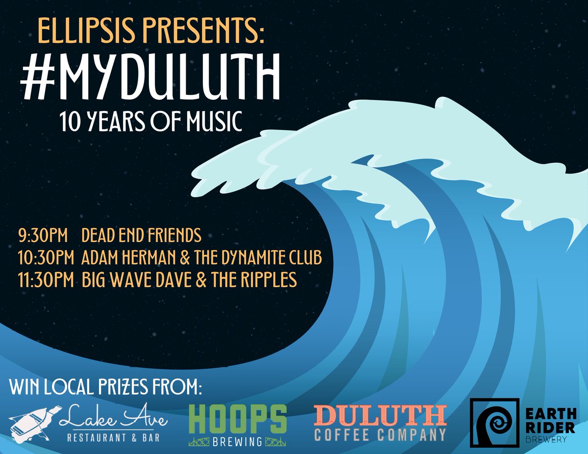 Tonight is the night! Join me in celebrating 10 Years of #LocalMusic, #LocalBeer, and #LocalBusinesses with Ellipsis Presents: #MyDuluth at Pizza Lucé! $10 cover - will enter you in to a raffle to win local prizes!