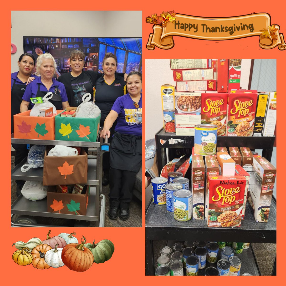 Thank you to our amazing Wolfpack community and NJHS for a successful Thanksgiving food drive. 💜💛 @ESerna_PK8