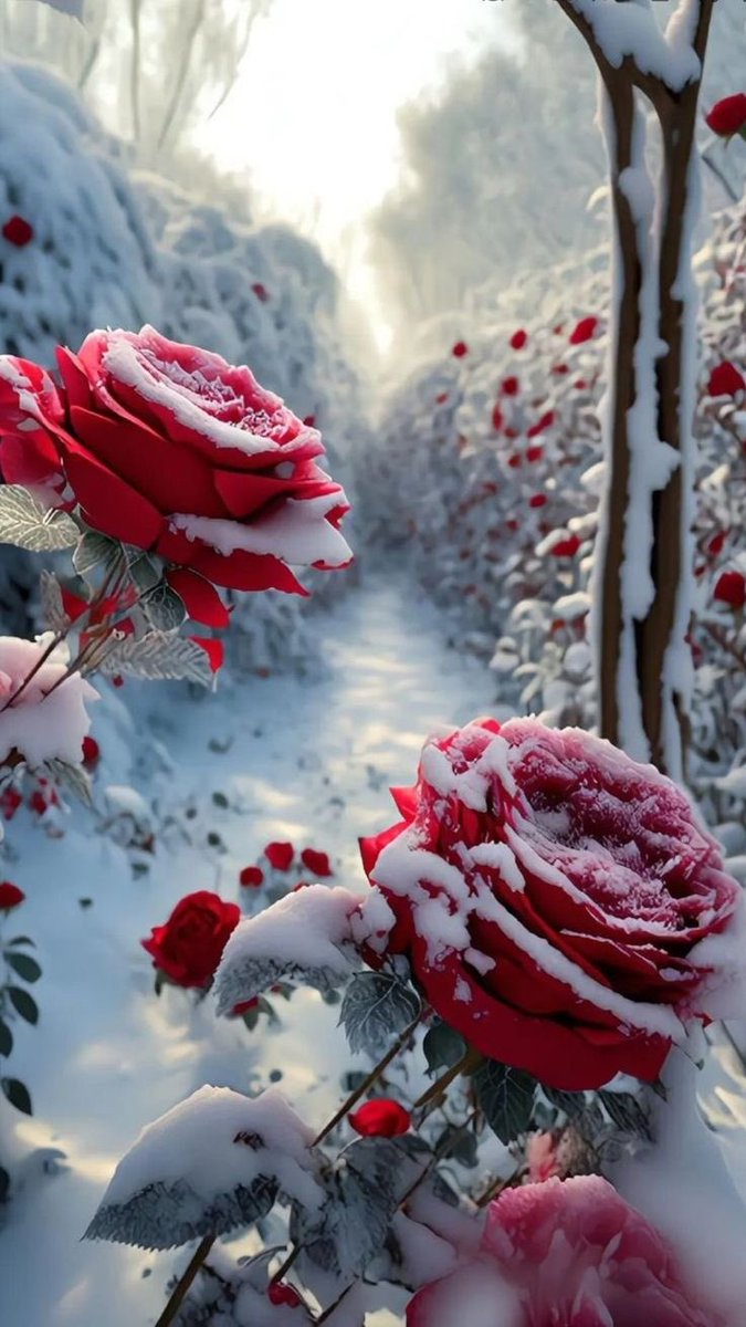 roses covered with snow.