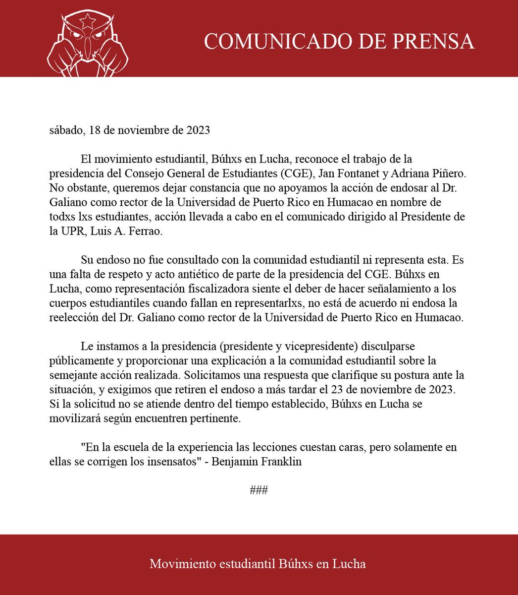 Movimiento Estudiantil UPRH tweet media