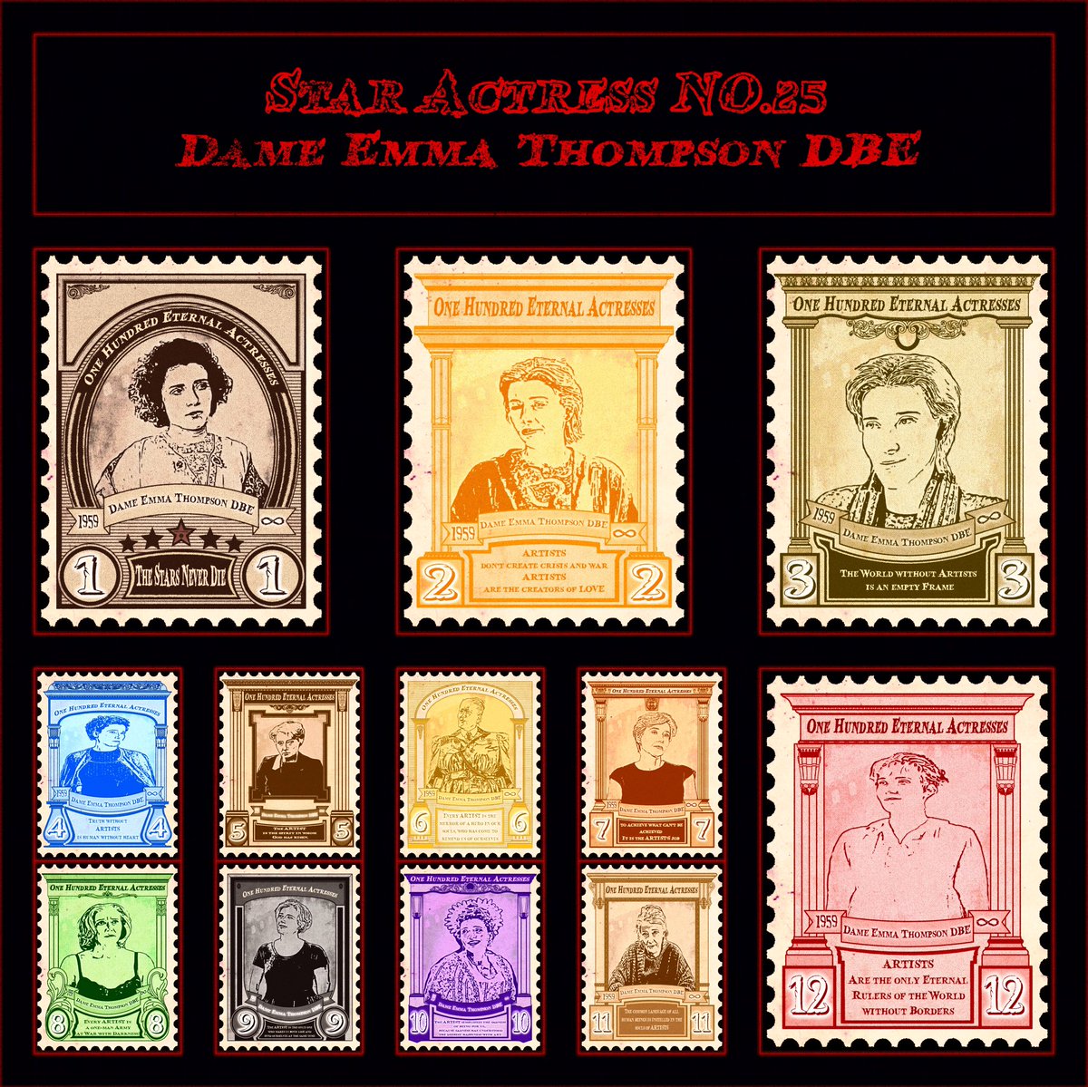 100EternalStars's tweet photo. 🔸The Twenty five group from the 
💎100 Eternal Actresses collection💎
which this group contains 12 NFTs for the eternal actress:
⭐️Emma Thompson⭐️
🔴you can also send offers and buy them on this link:🤝
https://t.co/nKkMLRc8zy
#nftart #stampcollector #uniqueart #EmmaThompson https://t.co/epzO0vfZkJ