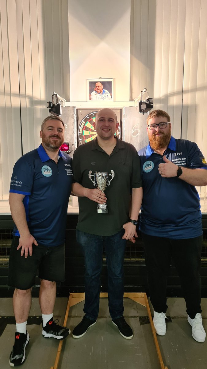 EagleDarts1's tweet photo. Very proud to announce the first Winner of the Keith Carter Memorial Darts Tournament.

Danny Dutson came through a tough field to beat @SimonPye5 in the final. 

Privileged to support this night honouring Keith and raising over £900 for the Prince of Wales Hospice https://t.co/VkY4MNuFHa