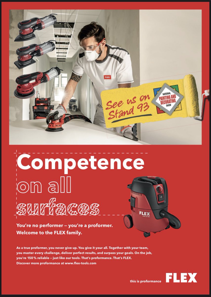 If you are attending the national painting &amp; decorating show next Tuesday or Wednesday at the Coventry building society arena then come and visit our booth on stand 93. 
We will be showing these and many other machines. 

FLEX-Elektrowerkzeuge GmbH 
#paintinganddecorating