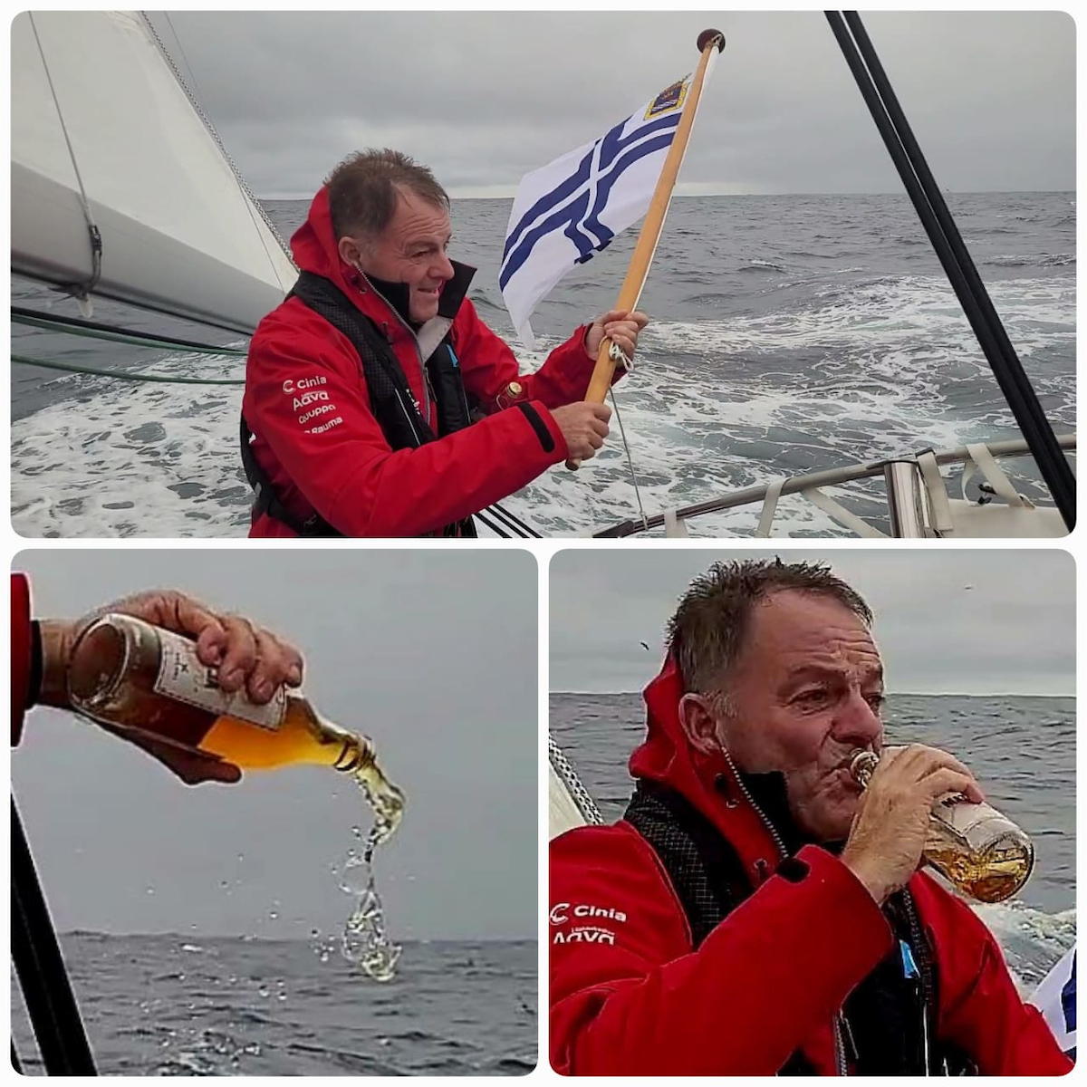 #GGR2022 Tapio Lehtinen had a sentimental moment as sailed passed Asteria's grave w/Team Galiana WithSecure in the #OGR2023.Salut Asteria!!! 
Tapio:Exactly 1 year since the sinking of Asteria. I'm happy &amp; thankful to be sailing w/ a fantastic team &amp; a great boat. Thx evr1 invlvd!