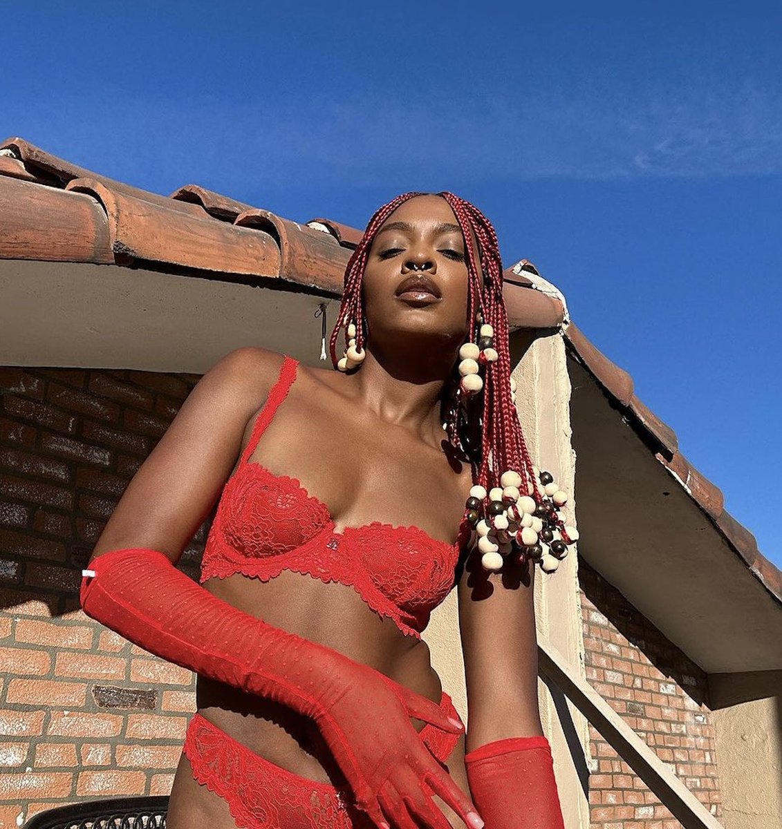 They don’t make these at the North Pole. 😏 ig 📸: kaeamarr did not come to play in the Romantic Corded Lace Bra + Panty Set in Goji Berry Red ❤️‍🔥 #SavageXAmbassador #TisTheSavage