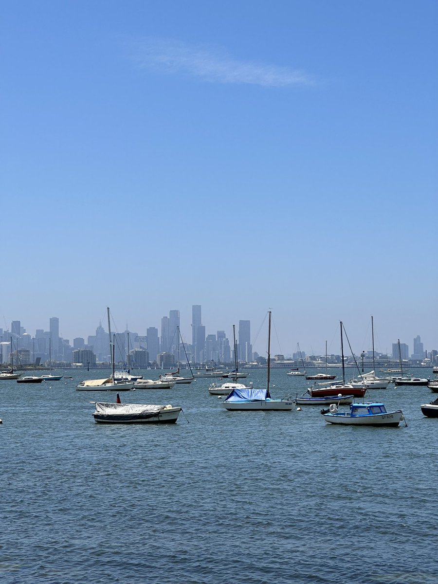 Looking back at the city from Williamstown trying to find <a href="/holland_tom/">Tom Holland</a> at the G. Oh, he’s in the sports museum. Welcome to Melbourne Tom! <a href="/MCG/">Melbourne Cricket Ground</a>