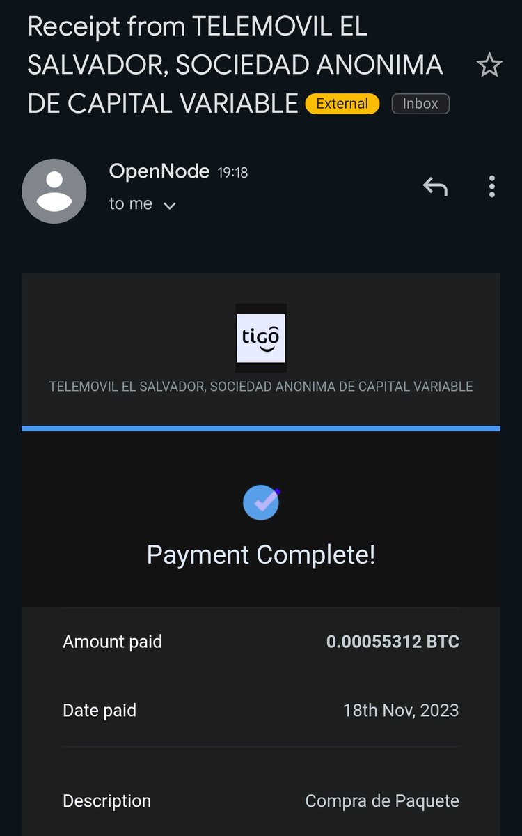 _pretyflaco's tweet image. Paid for Tigo mobile data plan top-up with bitcoin for 2 sats fee in El Salvador.

Smooth experience with @OpenNode once I had access to @tumikotachuko&apos;s WiFi to make the payment.
