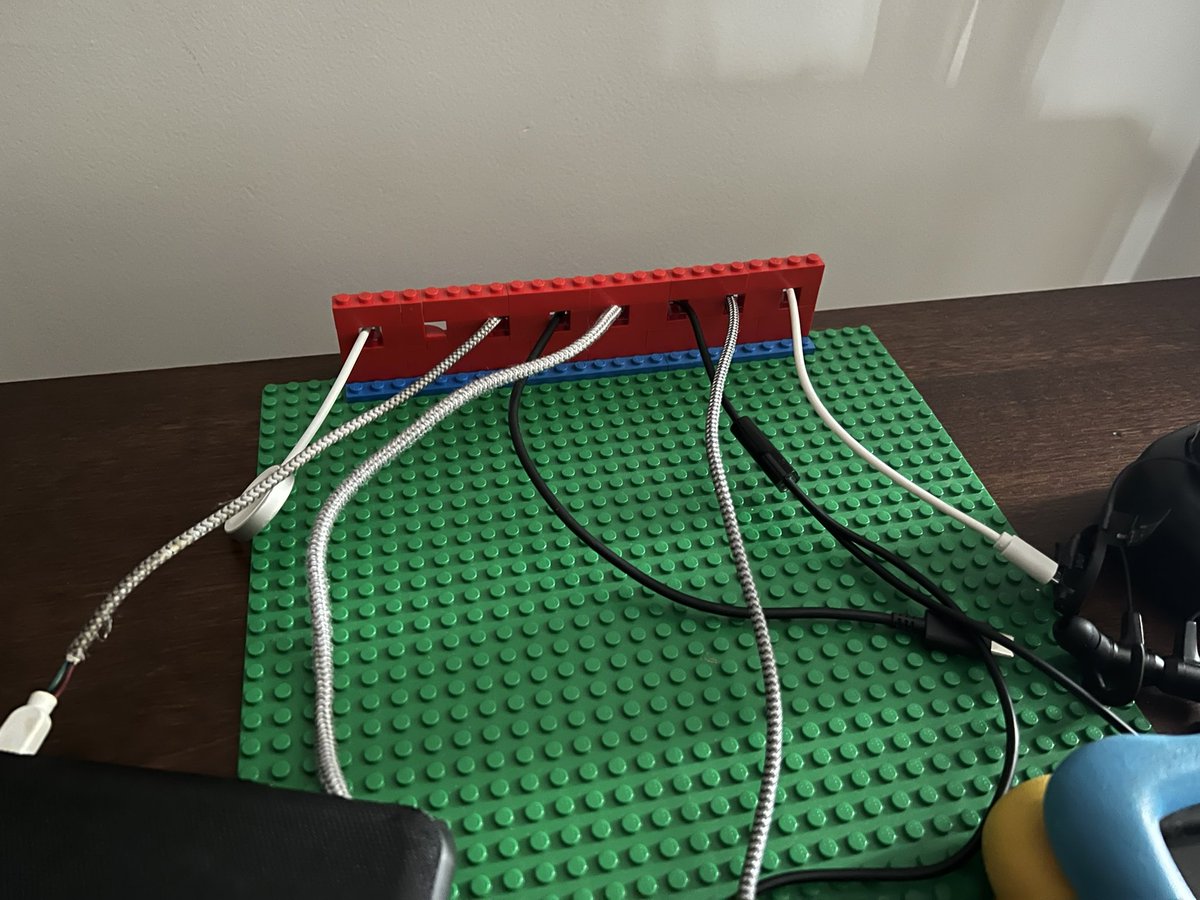 My son made me this awesome cord organizer. Lego for the win!