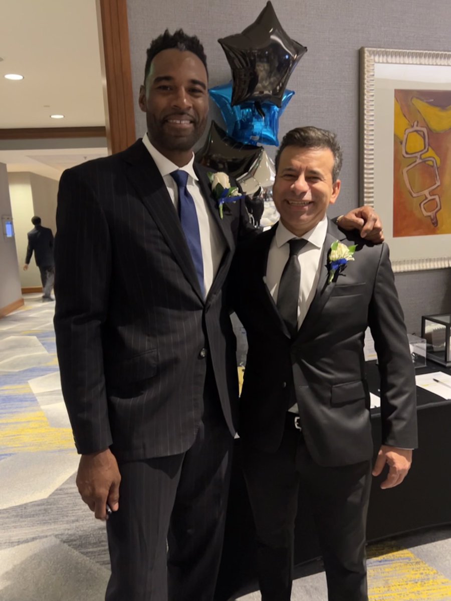 I don’t consider myself ‘short’ except when I’m hanging out with Megatron ⁦@calvinjohnsonjr⁩. Thanks Calvin for your friendship & your wonderful family. Keep up the great work with your Foundation and businesses!