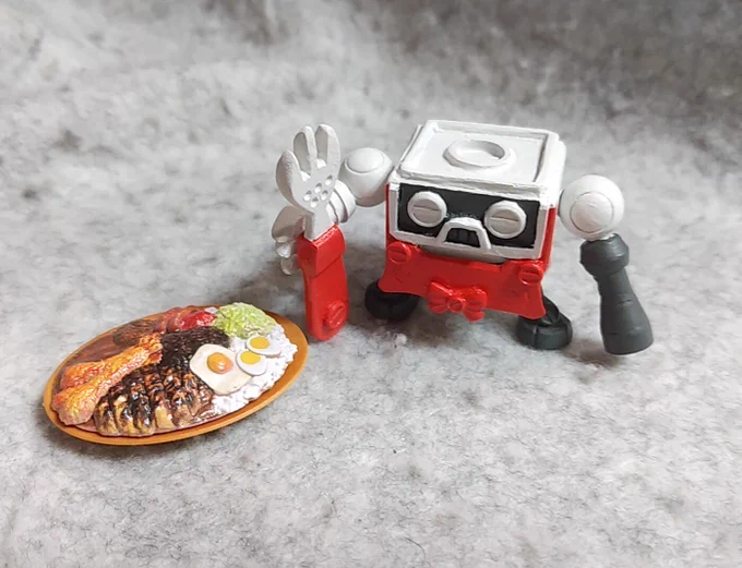 架空食玩実際に作ってみた プリプラさんのフィギュアごはん頭に乗せてみたら凄くそれっぽくなって満足 #架空食玩