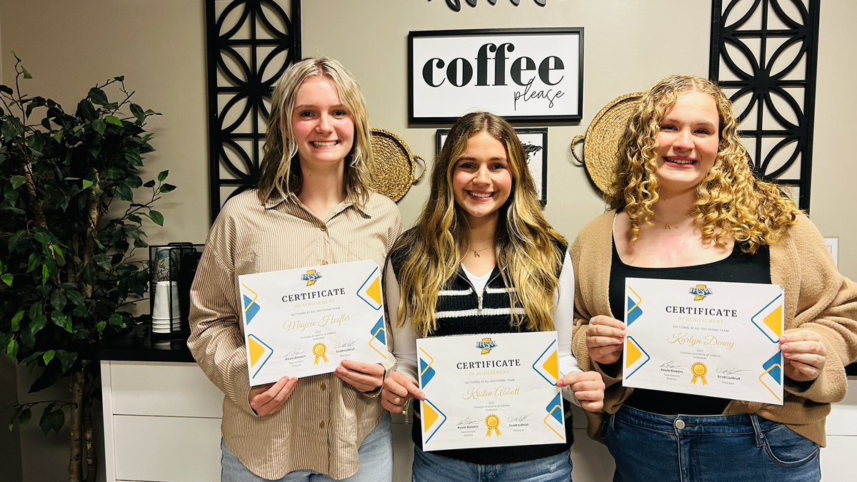 CAIVBALL's tweet photo. Haley Jones-IHSVCA Academic All-State Gold Award

Karlyn Denny - All-Sectional Team / Team MVP / IHSVCA Academic All-State Gold Award

Kristen Abbott - All-Sectional Team

Maycee Hoefler - All-Sectional Team

Samantha Cox - Team Spirit Award / IHSVCA Academic All-State Gold Award https://t.co/G54aBptuGb