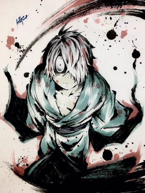 映画 鬼太郎誕生 ゲゲゲの謎  墨絵「鬼太郎の父」  #鬼太郎誕生ゲゲゲの謎 #墨絵