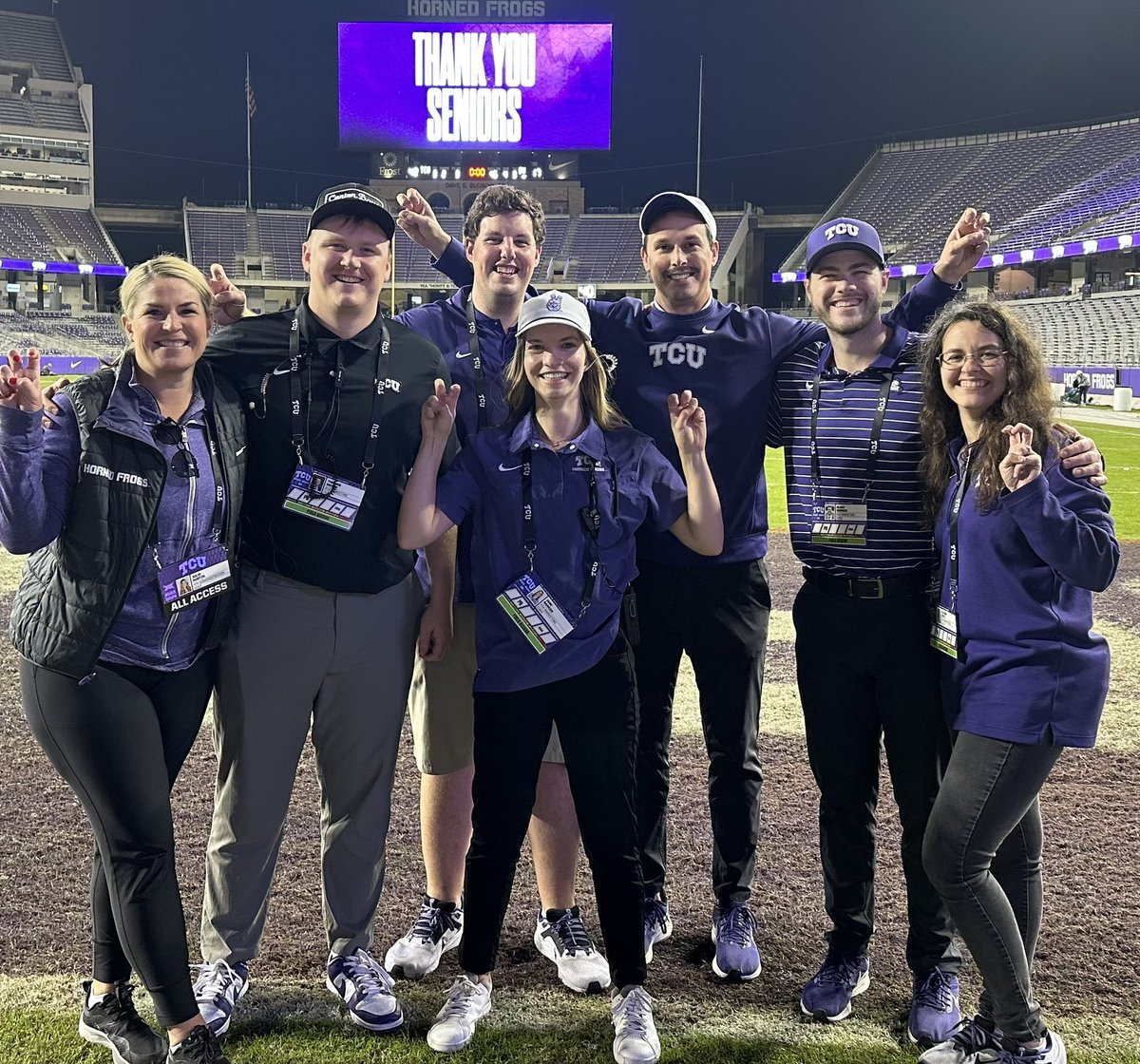 TCUJulie's tweet photo. Happy Senior Day to our rockstar GA’s. Frog Fam for life 💜 https://t.co/NnoBSXLWSq