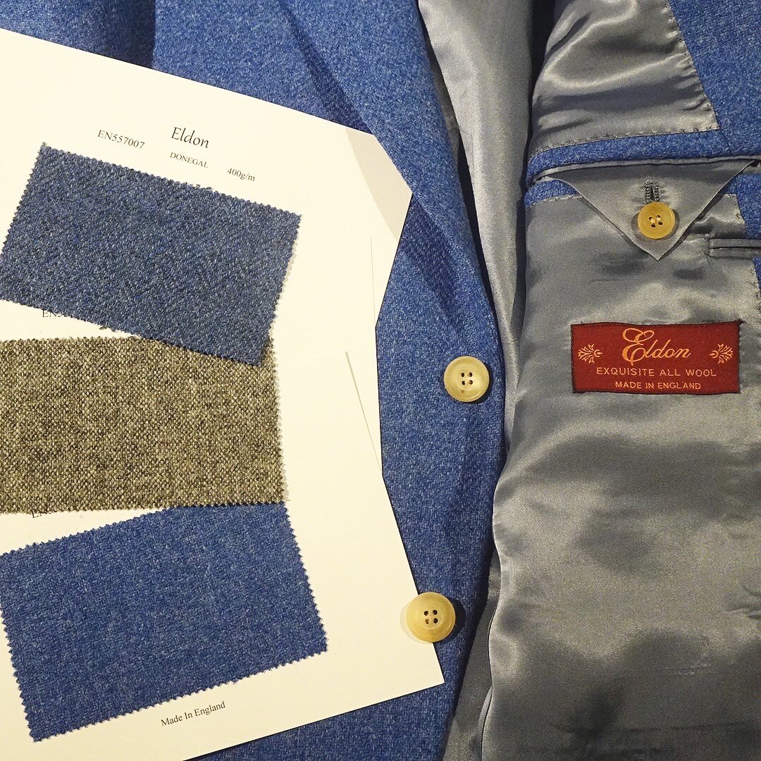 noma56's tweet image. 英国・エルドン社、サックス ヘリンボーン柄ツイード生地のジャケットです。

#bespokejacket #eldon #エルドン #ツイードジャケット #ドネガルツイード #ニットネクタイ