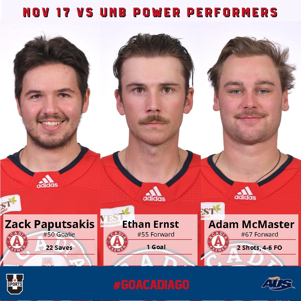 axemenhockey's tweet photo. Here are your Axemen power performers in last night’s loss to UNB https://t.co/lT9nRU4tY0