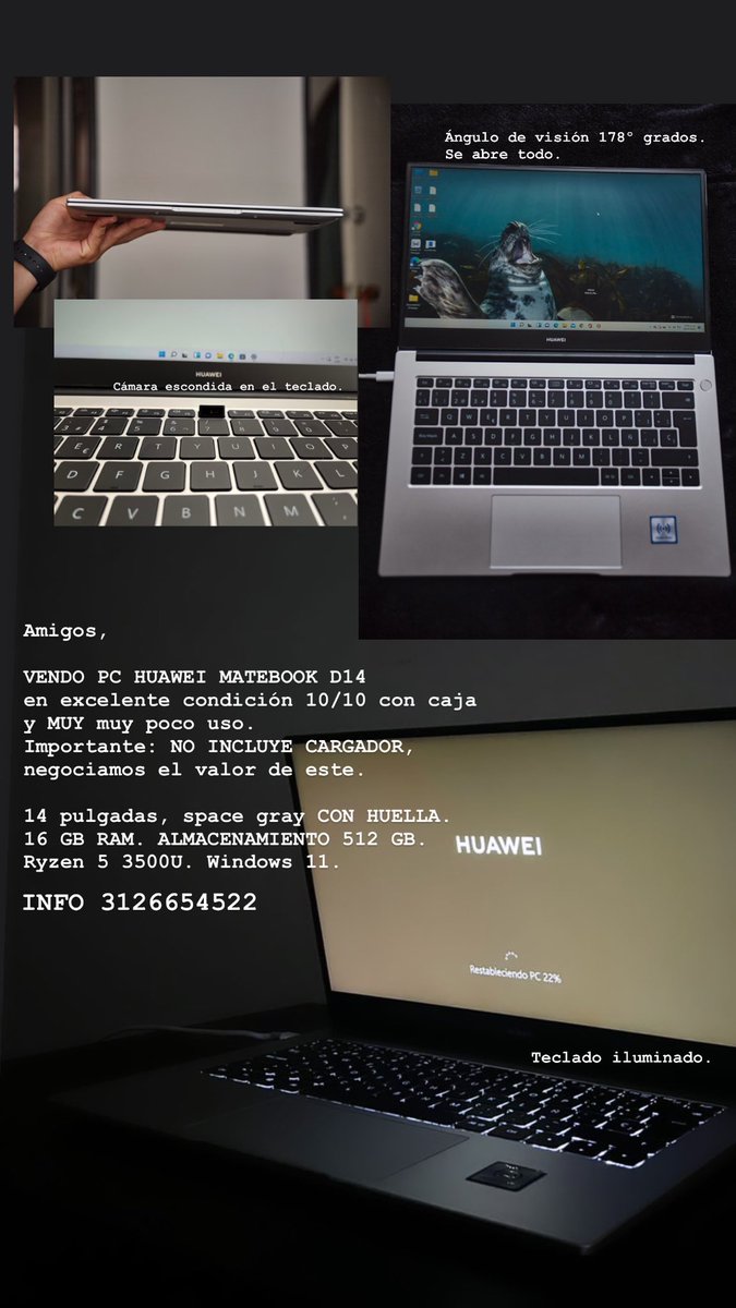 miguelangelluna's tweet photo. ‼️VENDO HUAWEI MATEBOOK D14.
Ayúdenme con RT,  lo vendo por una noble causa. https://t.co/J68zzkPbwZ