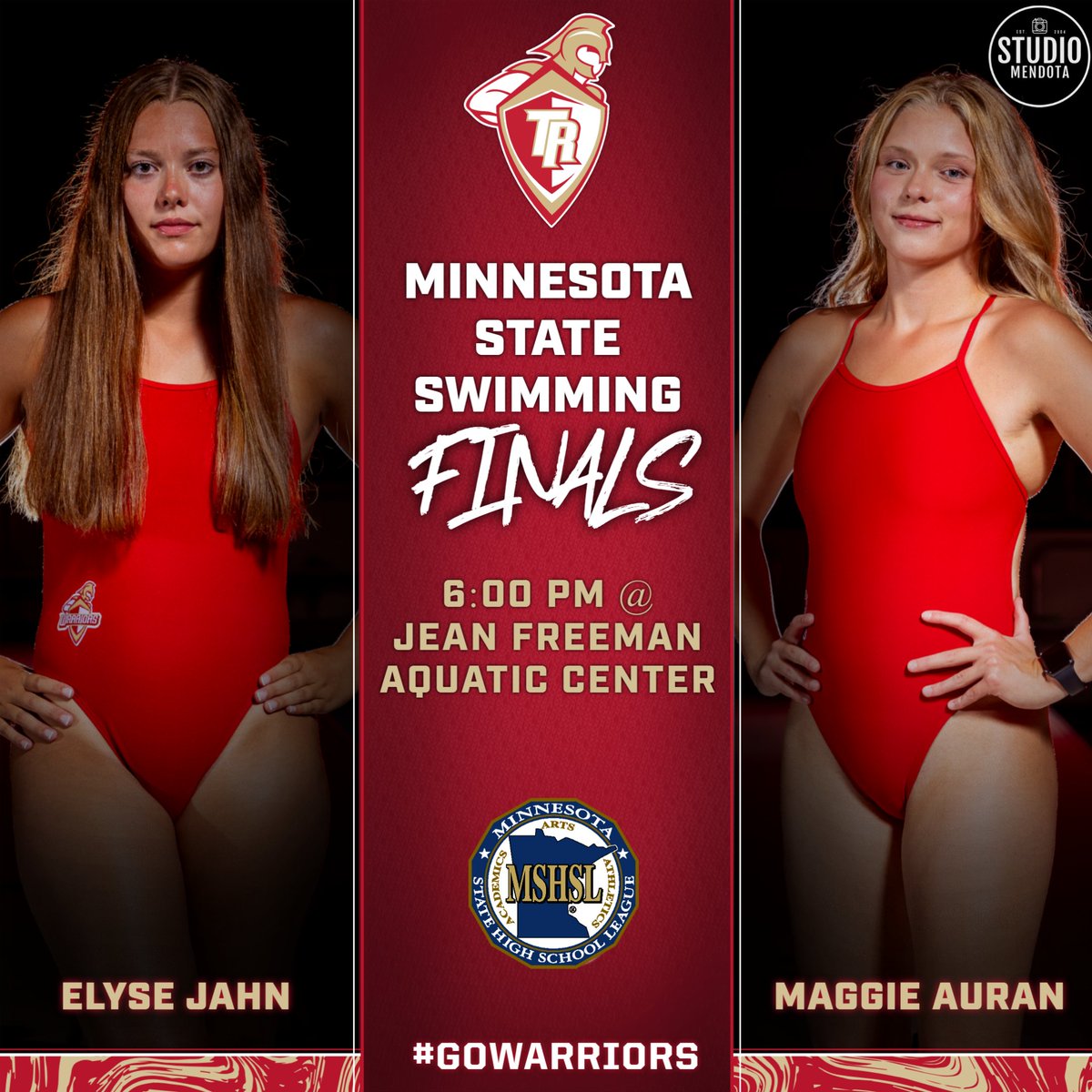 🚨 Good luck to Elyse Jahn &amp; Maggie Auran who advanced to the State Swim Finals TONIGHT!

🏊‍♀️ Elyse Jahn competes in both the 200 &amp; 500 Freestyle
🏊‍♀️ Maggie Auran competes in the 500 Freestyle

Let it loose and hold nothing back - Go Warriors‼️