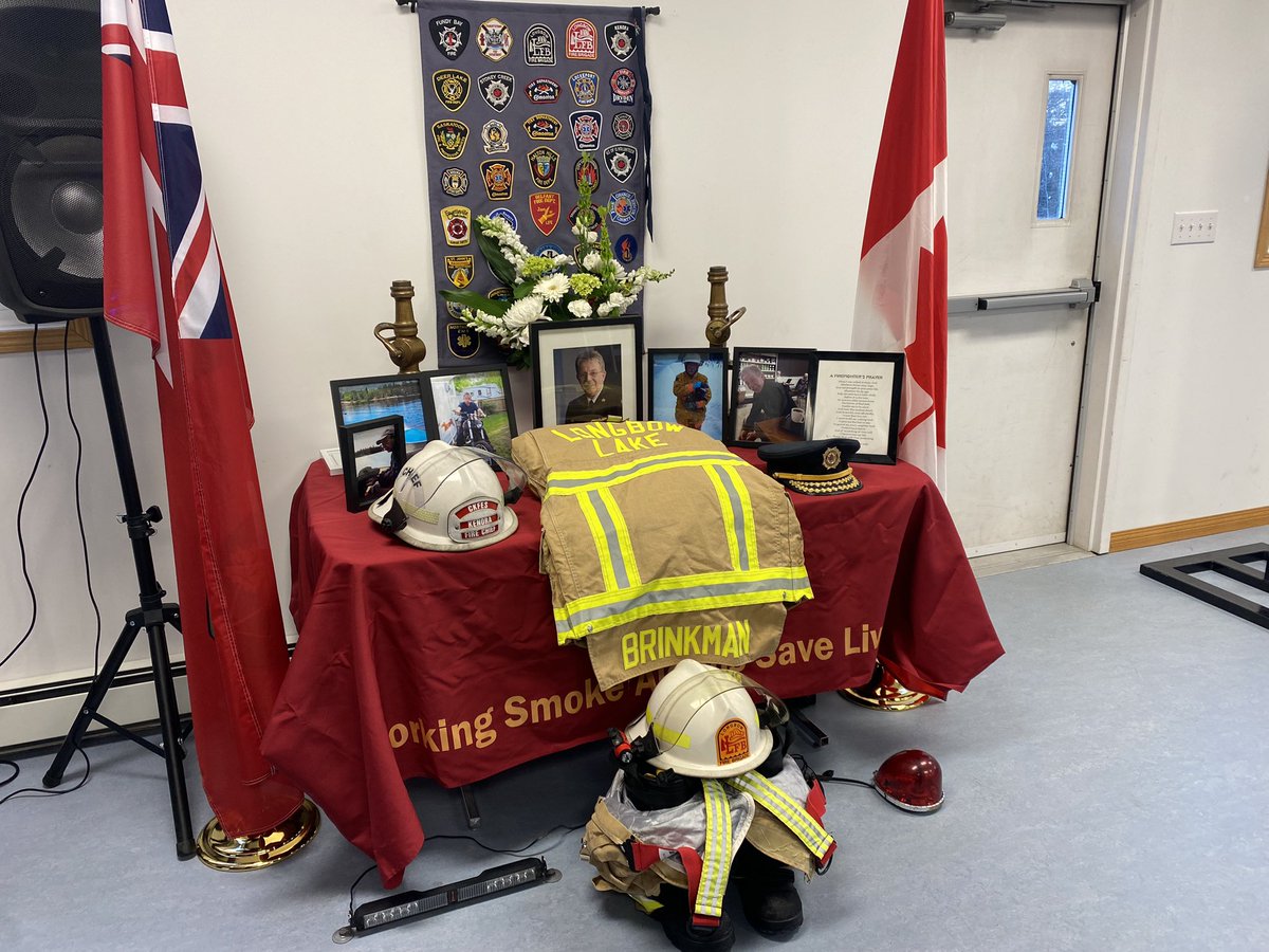 MatthewDPegg's tweet photo. This afternoon, it is my sincere privilege to represent the @ONFireChiefs at the celebration of life for Fire Chief Warren Brinkman. Warren was a fierce advocate and it was my honour to serve alongside him on the OAFC Board for many years. Rest in peace my friend. https://t.co/eiKMo0KElF