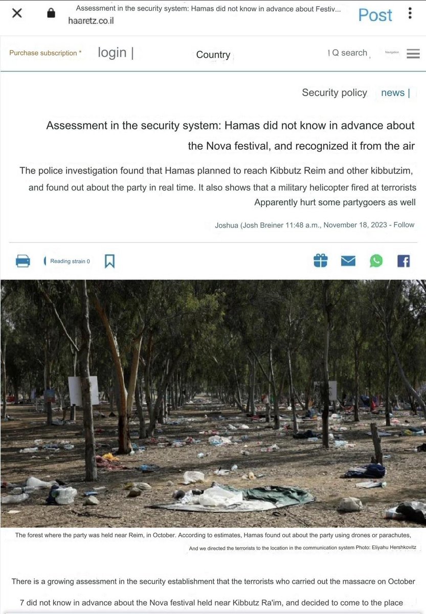 MarioNawfal's tweet photo. 🚨 BREAKING: HAMAS WAS NOT AWARE OF THE MUSIC FESTIVAL LOCATION WHEN THEY ATTACKED

SOURCE: HAARETZ
