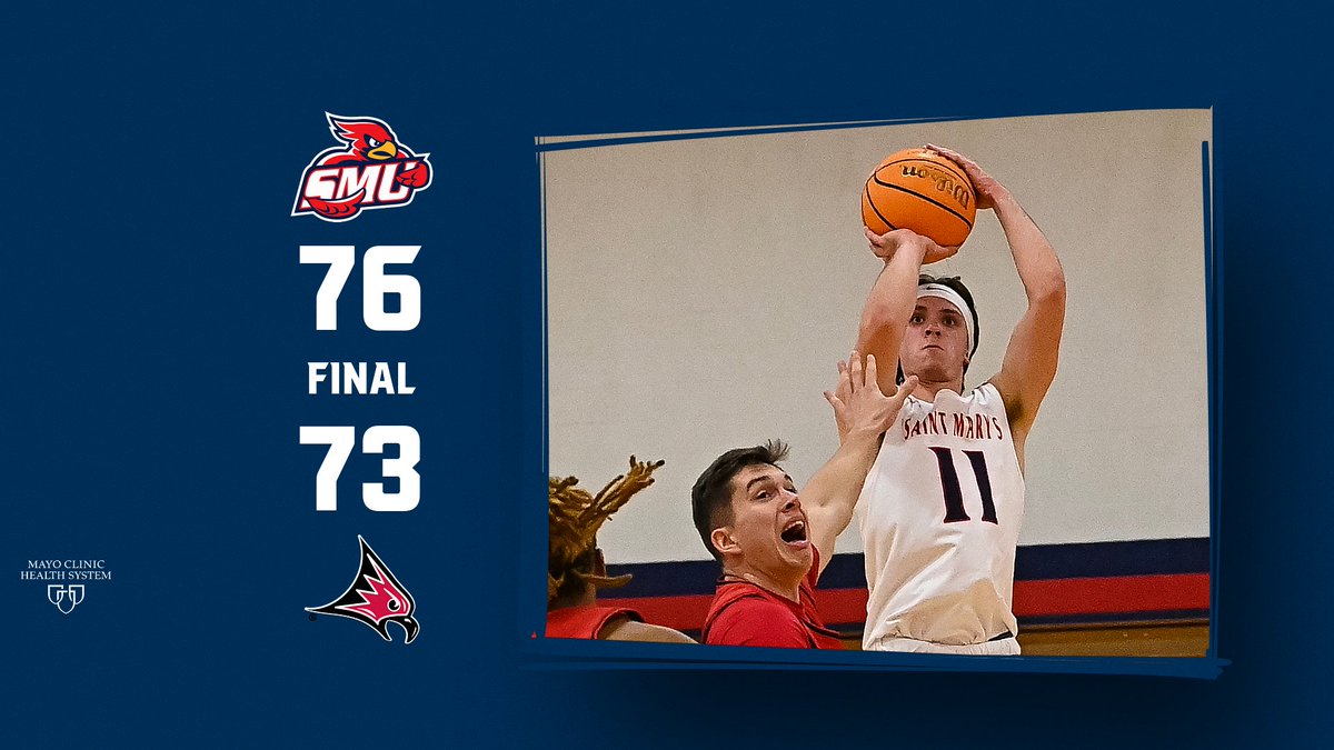 MBB - WHAT A FINISH!! Buysman drills game-winning 3-pointer with 23 seconds remaining to spark <a href="/SMUMN_Hoops/">SMUMN Men's Basketball</a>' 76-73 win over UW-River Falls!! Mallory w/ 23 points, Buysman w/ 18 and Ziegler w/ 14 to pace Cardinals