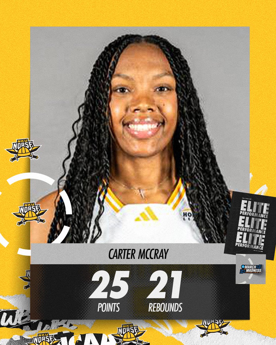 Double-double for the freshman! 🔥

<a href="/cmccray31/">Carter McCray</a> led <a href="/NKUNorseWBB/">NKU Women's Basketball 🏀</a> to a 76-66 win over Marshall with 25 points and 21 rebounds!

#NCAAWBB
