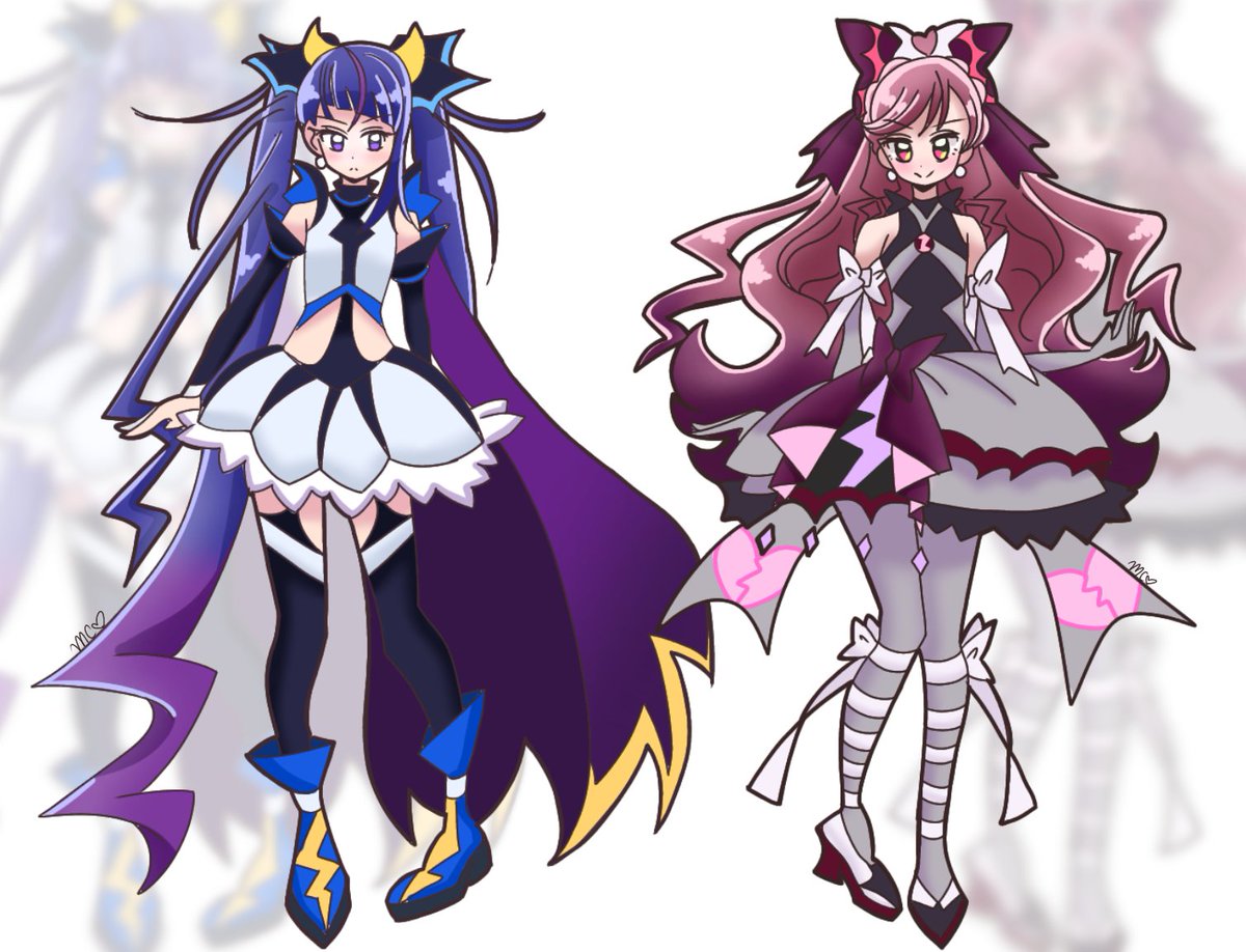 Here are my evil versions of this duo, I don't know what name to give them, I was thinking of Cure void (prism) and cure thunder (sky) what do you think?✨ #precure #prettycure #precure20th #precure2023 #hirogaruskyprecure #precureallstars
