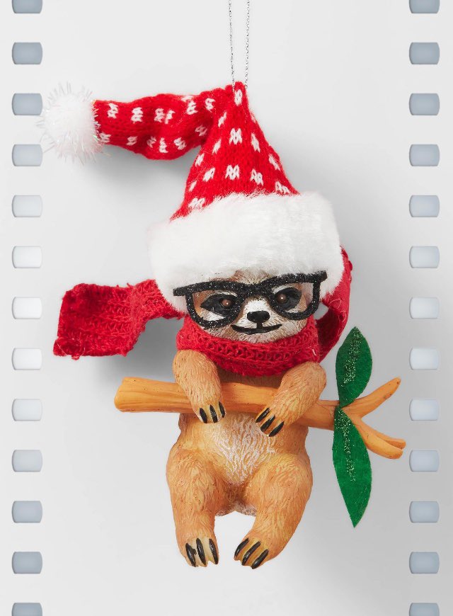 Every time I see a Sloth now I think of #Hulu’s hilarious #Huluween film #Slotherhouse. They even made a #Sloth ornament at #Target this year…wearing glasses because it graduated and is so smart now! 😂 #ChristmasOrnament 

#Christmas2023