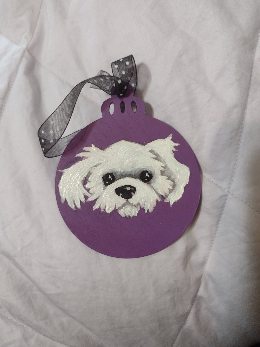 StreetsArt1's tweet photo. I made this pet memorial ornament for a coworker as a surprise, I hope they like it. Rest in peace Maggie, you were very loved 💜 https://t.co/HFAecqtikD