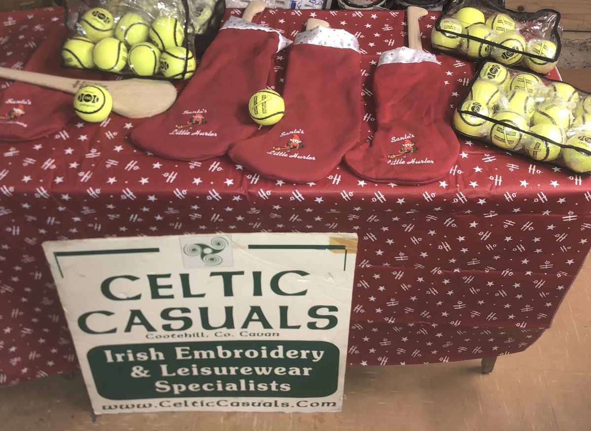 All set for the Christmas Market in Cootehill tomoroow Sun 19th Nov, from 1 to 6pm. Lots of entertainment and stalls by local businesses and craftspeople. Celtic Casuals at Eircode H16 E984 for toddlers hurleys, christmas sockings, sliotars and all the patches you could wish for.