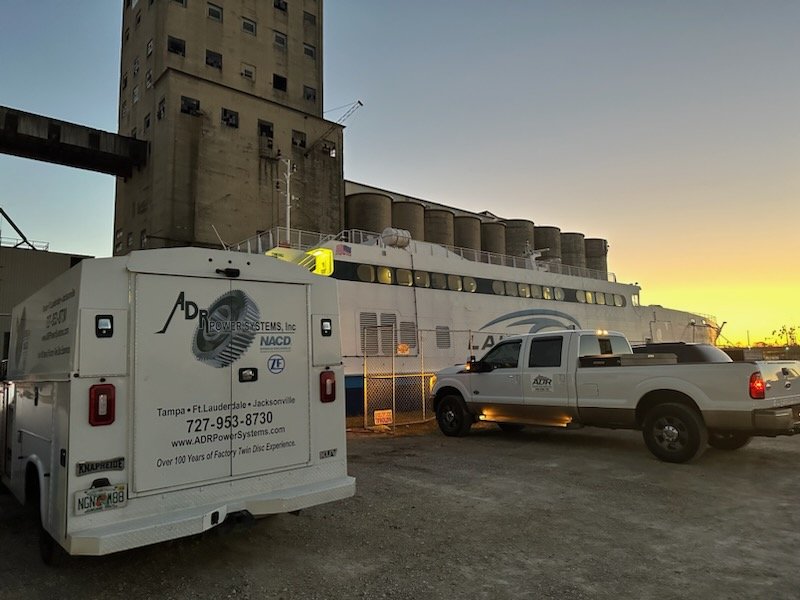 ADRPowerSystems's tweet photo. Sun up to sun down that’s how #ADR rolls. Our Michigan team seen here servicing Lake Express. Contact us today! https://t.co/8zvI158JE7
