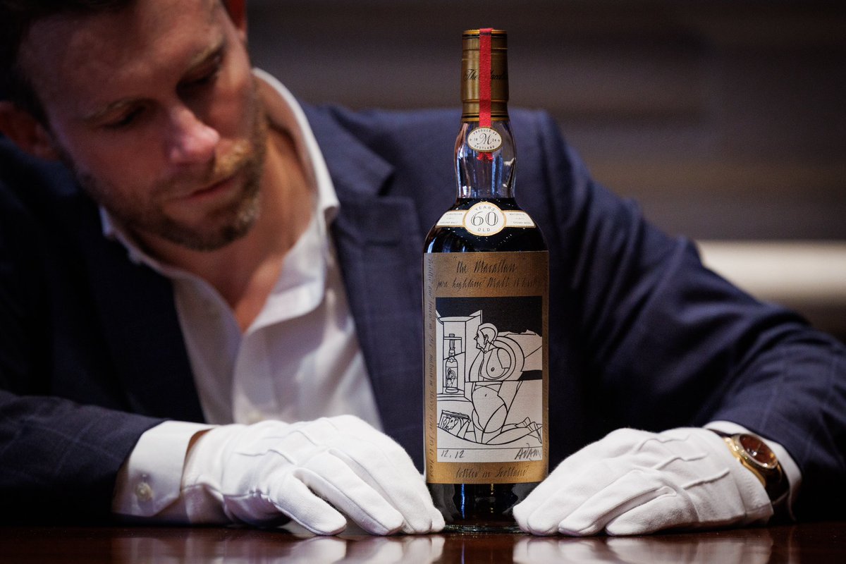 The $1.7 million bottle of whiskey. A bottle of Macallan 1926 with a Valerio Adami label just became the most expensive bottle of wine or spirit ever sold, at more than twice the high estimate. Auctioned @Sothebys for $1,714,250.