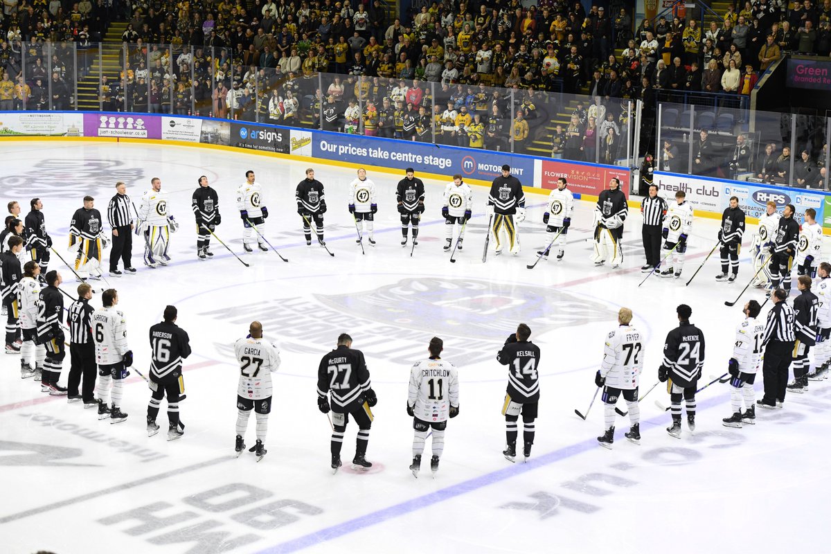 🖤💛 An uplifting and moving Adam Johnson Memorial Game saw The Nottingham Panthers and Manchester Storm draw 4-4 at the Motorpoint Arena. Thank you to everyone in Nottingham and around the world for their support tonight. 

Read more 👉 tinyurl.com/2p57as6m