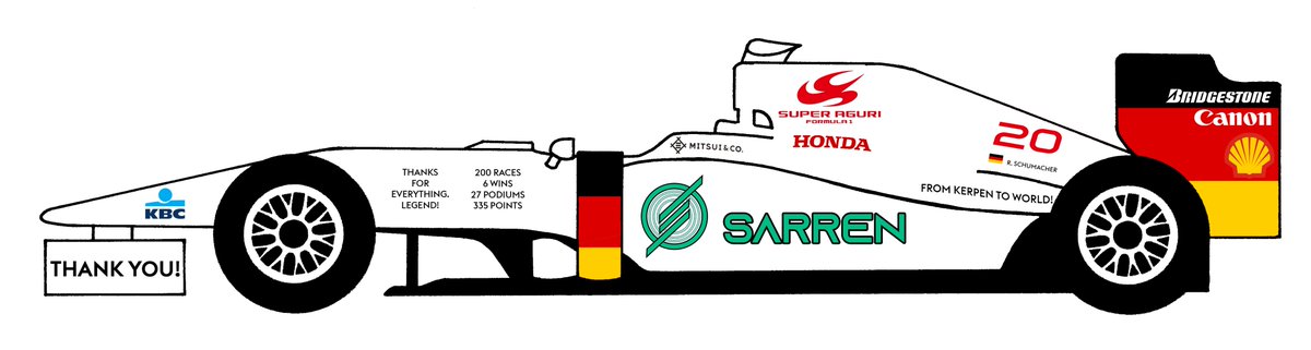 Sarren_F0's tweet photo. Every history has to end.

The man who saved us last year, Ralf Schumacher, is going to retire after the Brazilian Grand Prix, his 200th Grand Prix event.

In his honor, we will race with a special livery, almost all white, a color that represents the teams he raced for.

LEGEND! https://t.co/HYETT8UOQQ